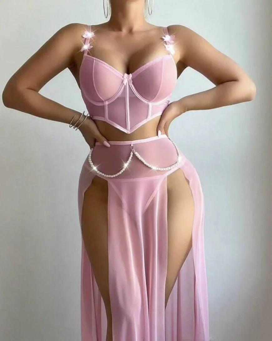 High Slits & Higher Standards Sheer Lingerie Set